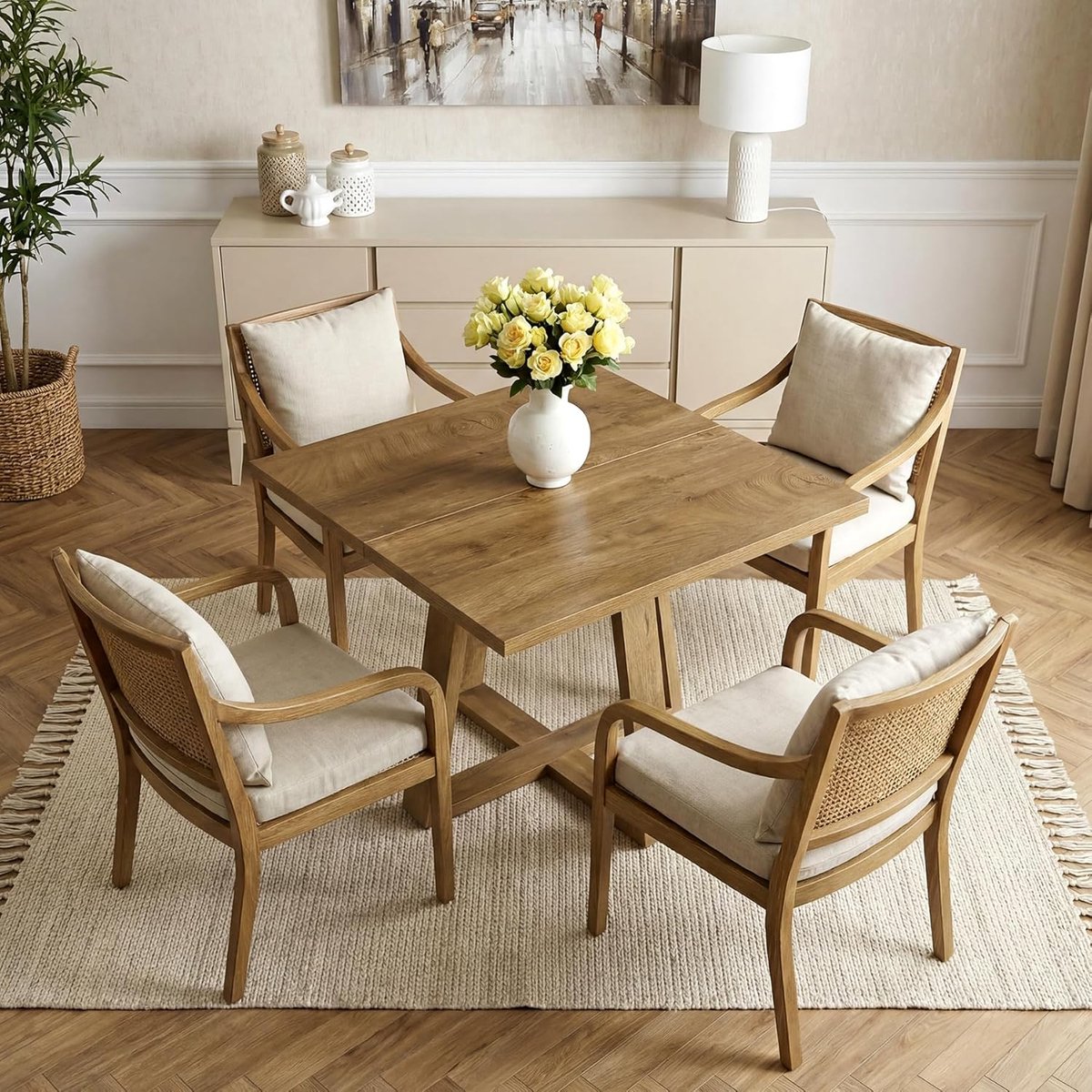 Eettafel Vierkant 80x80 cm 2-4 Personen Kleine Keukentafel Compact Bruin Landelijke Stijl - Vermissen