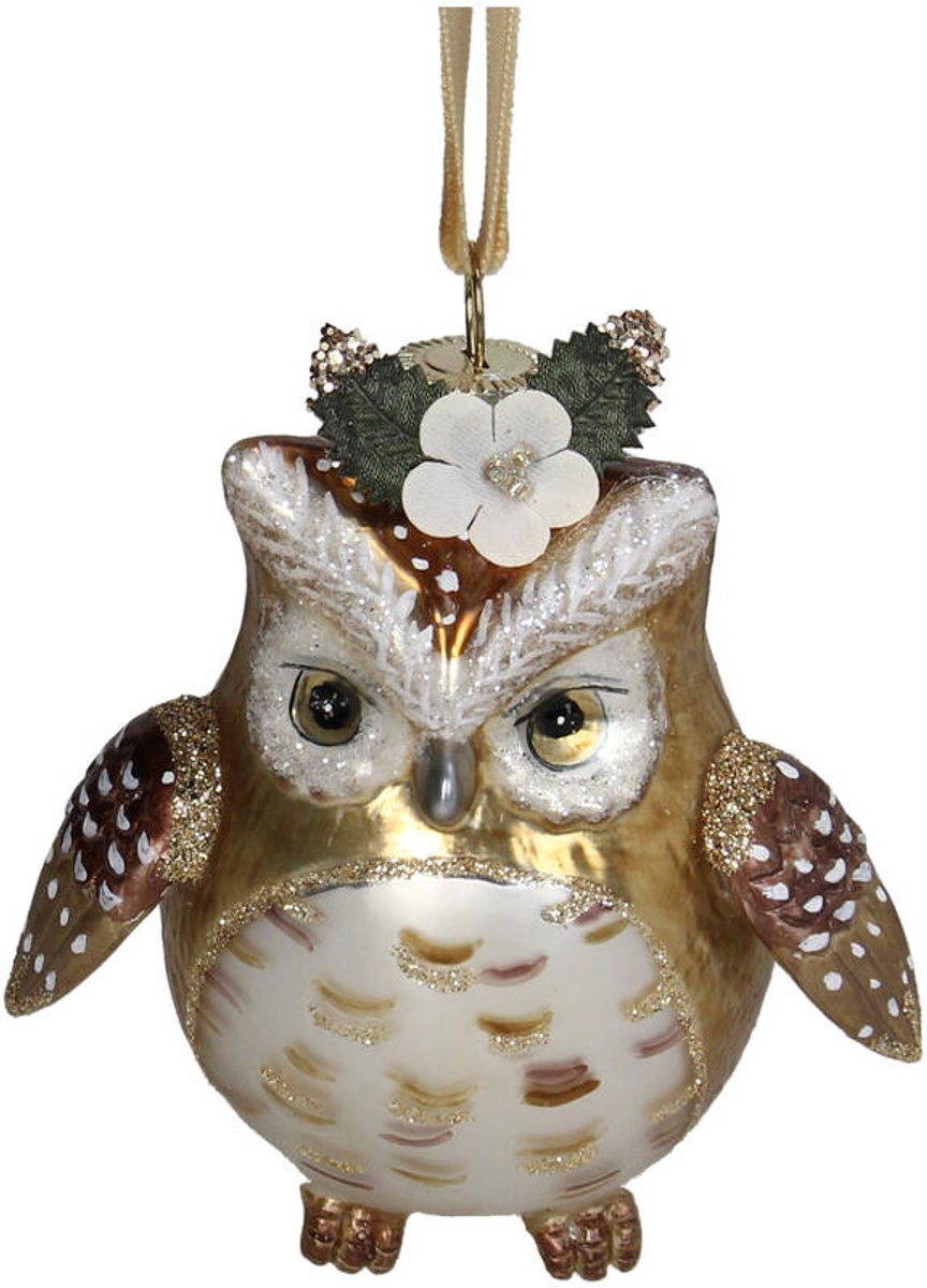 HD Collection Kerst Ornament Uil Glas Goud 9,5cm