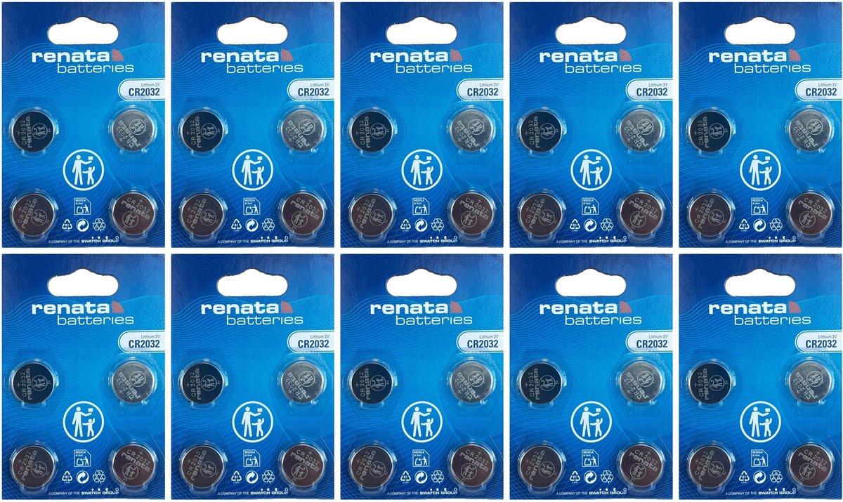 Renata - Knoopcel batterijen - CR2032 - Lithium - 3V - 4 stuks