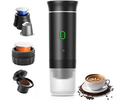Koffiemachines - Koffiezetapparaat - Draagbaar Koffiezetapparaat - Koffiemolen - Compact koffiezetapparaat - Miniatuur draagbaar espressoapparaat - Elektrisch reiskoffiezetapparaat met verwarming - Van 60 ml - Voor wandelen - Zwart
