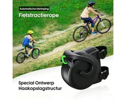 Gloovon® Fietstrektouw - MTB Sleeptouw - Automatisch Intrekbaar - Maximaal 200kg - Telescopisch - 2.5 Meter - Zadelpen Montage - Zwart