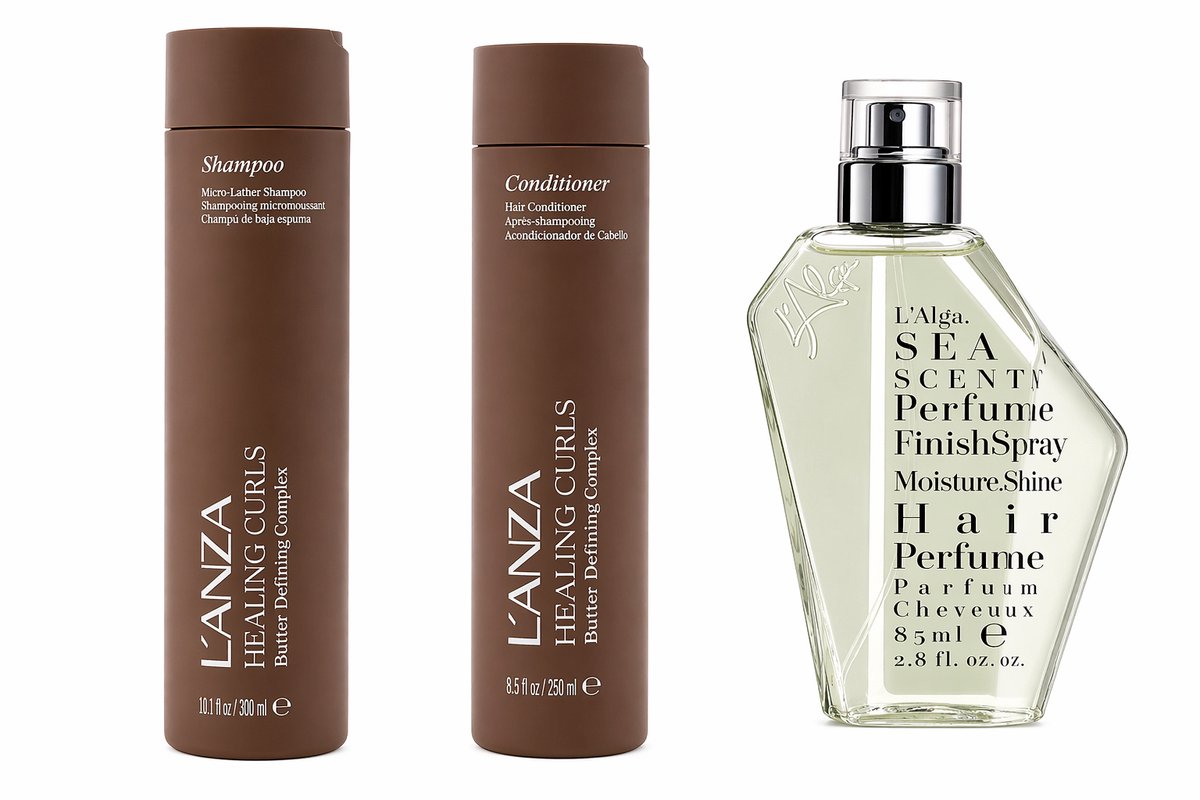 LANZA Healing Curls Set Krul Shampoo Conditioner Hair Perfume Krullend Haar Hydratatie Anti Frizz Verzorging