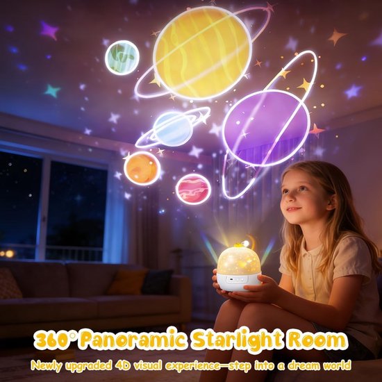 Sterrenlamp Projector - Nachtlamp Muziek - Slaap Ontspanning - 360 Graden Rotatie - 11 x 11 x 11 cm - Kleurrijk — afbeelding 4