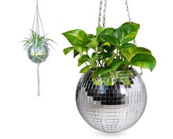 Discobal bloempot - Hangplantenbakken - 1 pack - Buitendiameter: 10 cm- Geschikt voor tuinieren & gazonverzorging – Plantenbakken & accessoires – Interieurdecoratie – Zilver