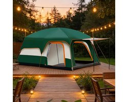 Zolara Glampingtent (groen)- Paviljoentent - Zonbescherming - 2-4 Personen - 210D Oxford Materiaal, 1 Slaapkamer + Woonruimte, Muggengaas - Waterafstotend - Ideaal voor Kamperen en Glamping - Camping - Festival - Festivaltent - Tent
