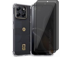 Hoesje geschikt voor Motorola Moto Edge 70 Fusion – CrystalClear Back Cover – Schokbestendig – 2 Stuks Privacy Screenprotector Full Cover
