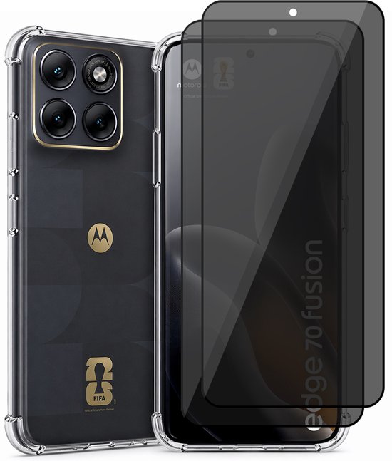 Étui compatible avec Motorola Moto Edge 70 Fusion – CrystalClear Back Cover – Antichoc – 2 Pièces Protecteur d'écran de confidentialité Pleine Couverture