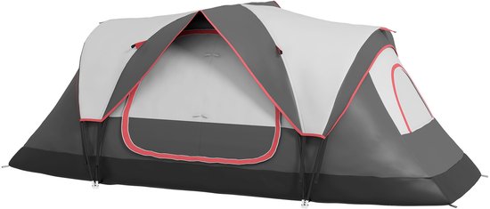Campingtent 2 Kamers - 6-8 Persoons Gezinstent - Met Tussenscherm En Regenhoes - Voor Familie En Outdoor - Grijs — afbeelding 5