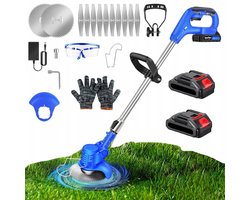 Grasmaaier - Accu Grasmaaier - Draadloze Trimmer - 800W Koperen Motor & 13000rpm - Verstelbare Steel 91-127cm - 2 Batterijen & Oplader - 3 Messen (Plastic/Metaal/Rond) - Voor Tuin & Gazon