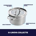 RVS kookpan met glazen deksel, inductiebodem, vergrendelbaar deksel en ovenbestendig tot 220°C uit de Q-linova collectie.