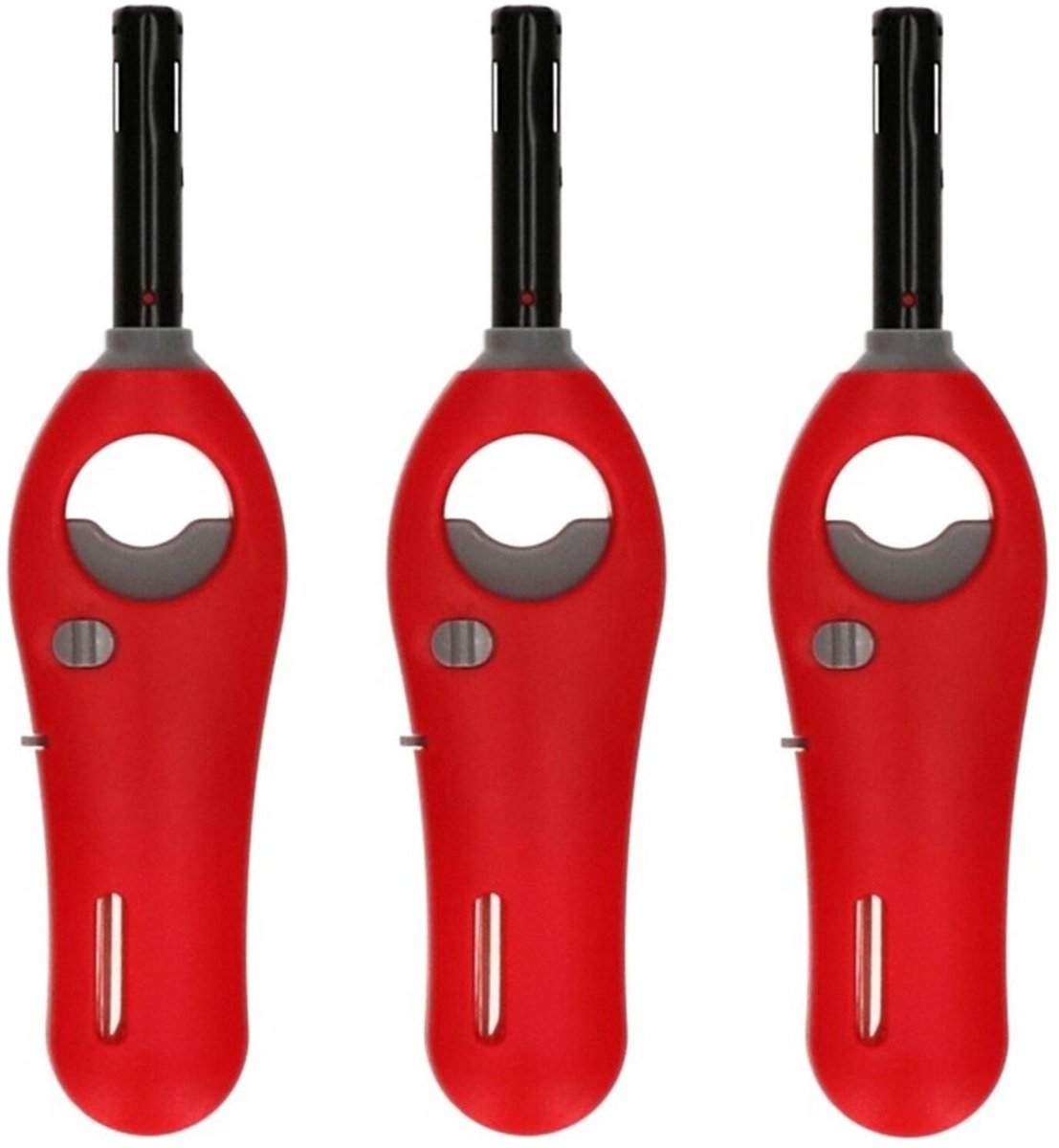 Gasaansteker - 3x - rood - 18,5 cm - aansteker met kinderslot
