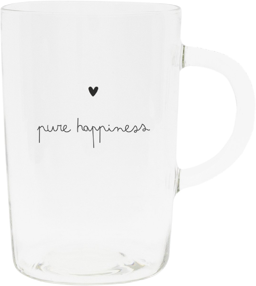 Bastion Collections theeglas met oor 8x11cm glas 'pure happiness'