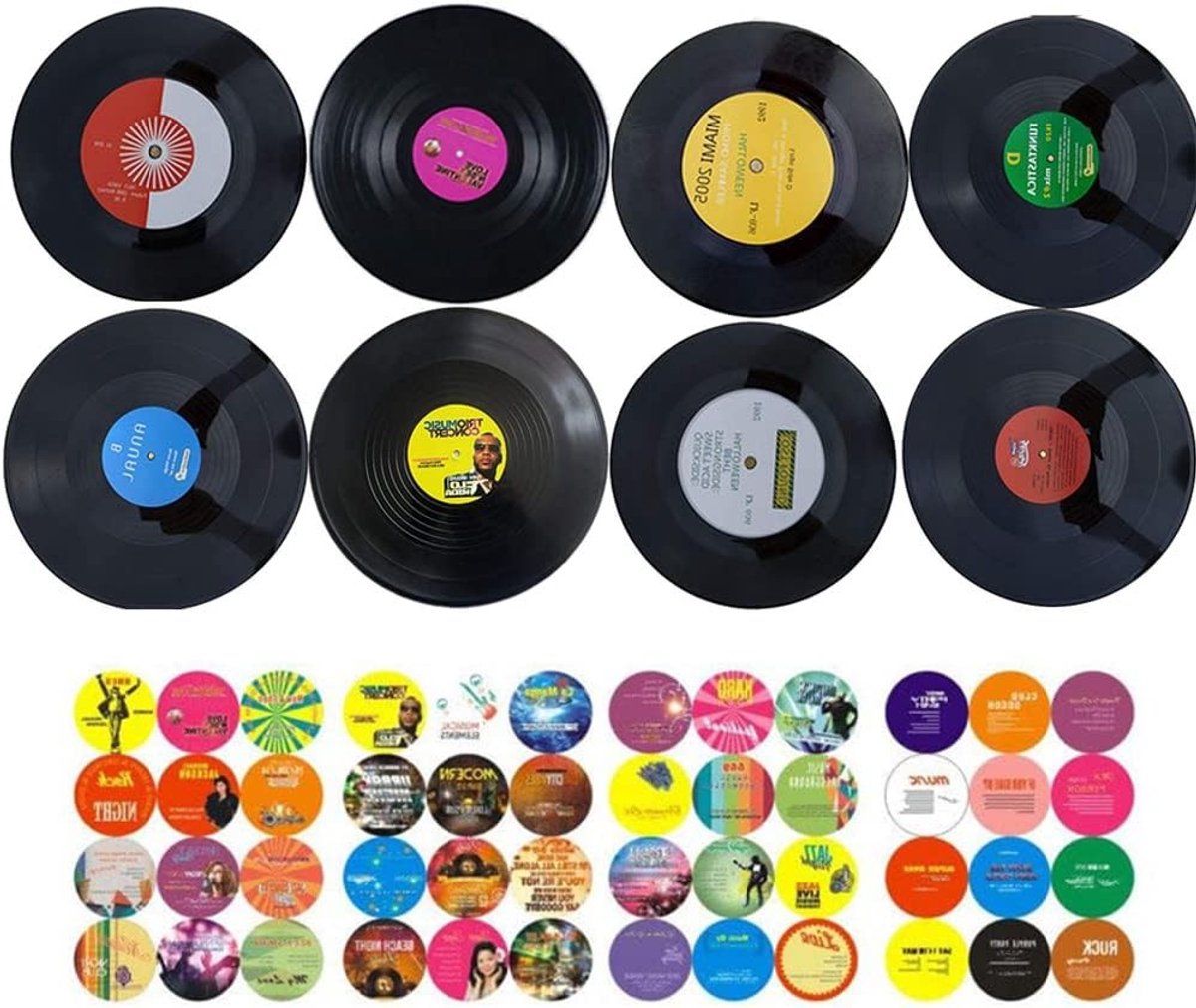 Set van 8 Vinyl Platen Wanddecoratie - Retro Muziek Decor voor Thuis, Café en Feestjes