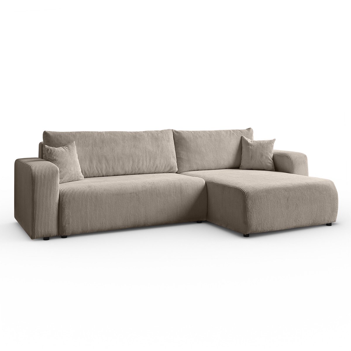 Hoekbank Sofia L-vormige, 277 x 143 cm met Slaapfunctie en Opbergbak, Bank, Corduroy, Slaapbank, Universele Bank, Beige