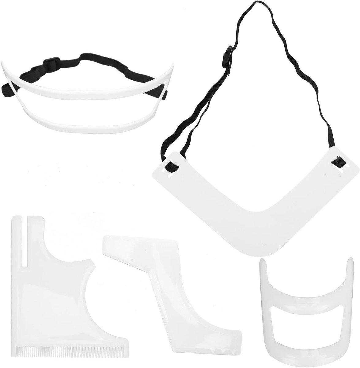 5-delige Baardvorm Gereedschap Set voor Mannen, Baardgids Sjabloon, Snor Scheren, Baard Trimmen en Stylen, Perfect voor Nette Afwerking en Precisie