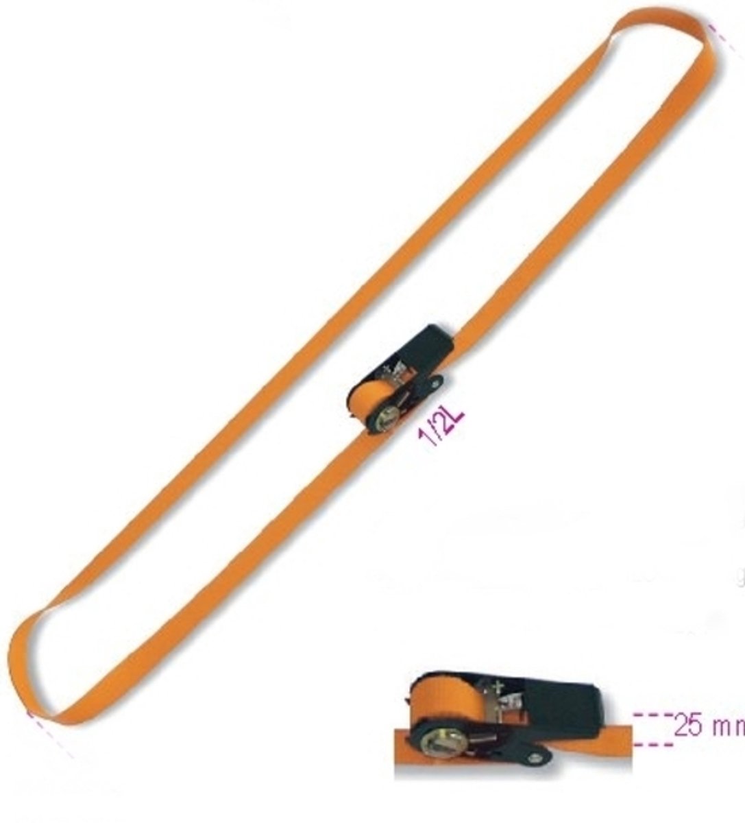 BETA - Spansluiting / Spanband - 750 kg - 5,0 m - 25 mm breedte - Robuust & Professioneel