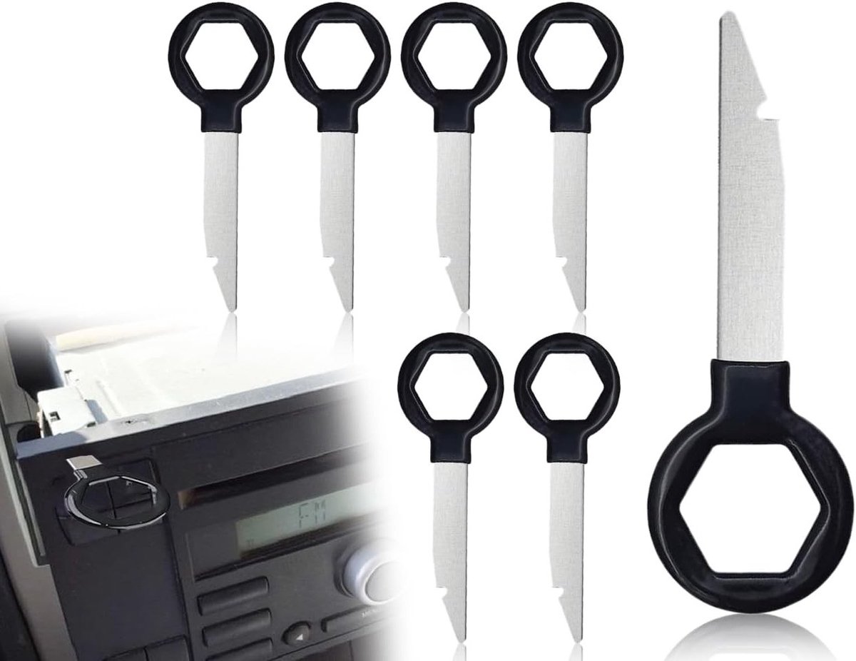 6 Stuks Auto Radio Ontgrendel Tools, Demontage Sleutels voor Auto Radio, Geschikt voor VW en Andere Merken