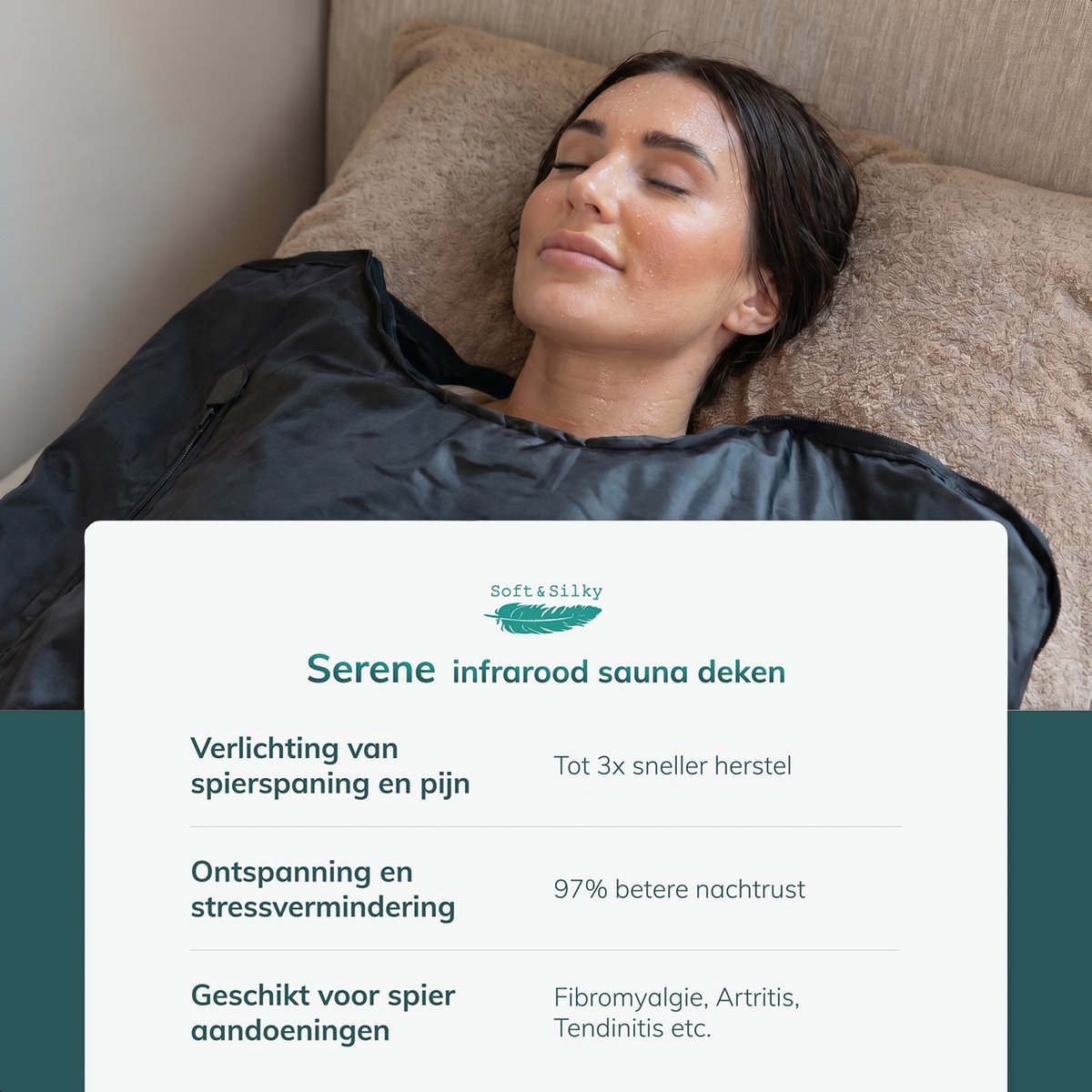 Infrarood Sauna Deken 600W Zwart Leer Tot 85º - afbeelding 2