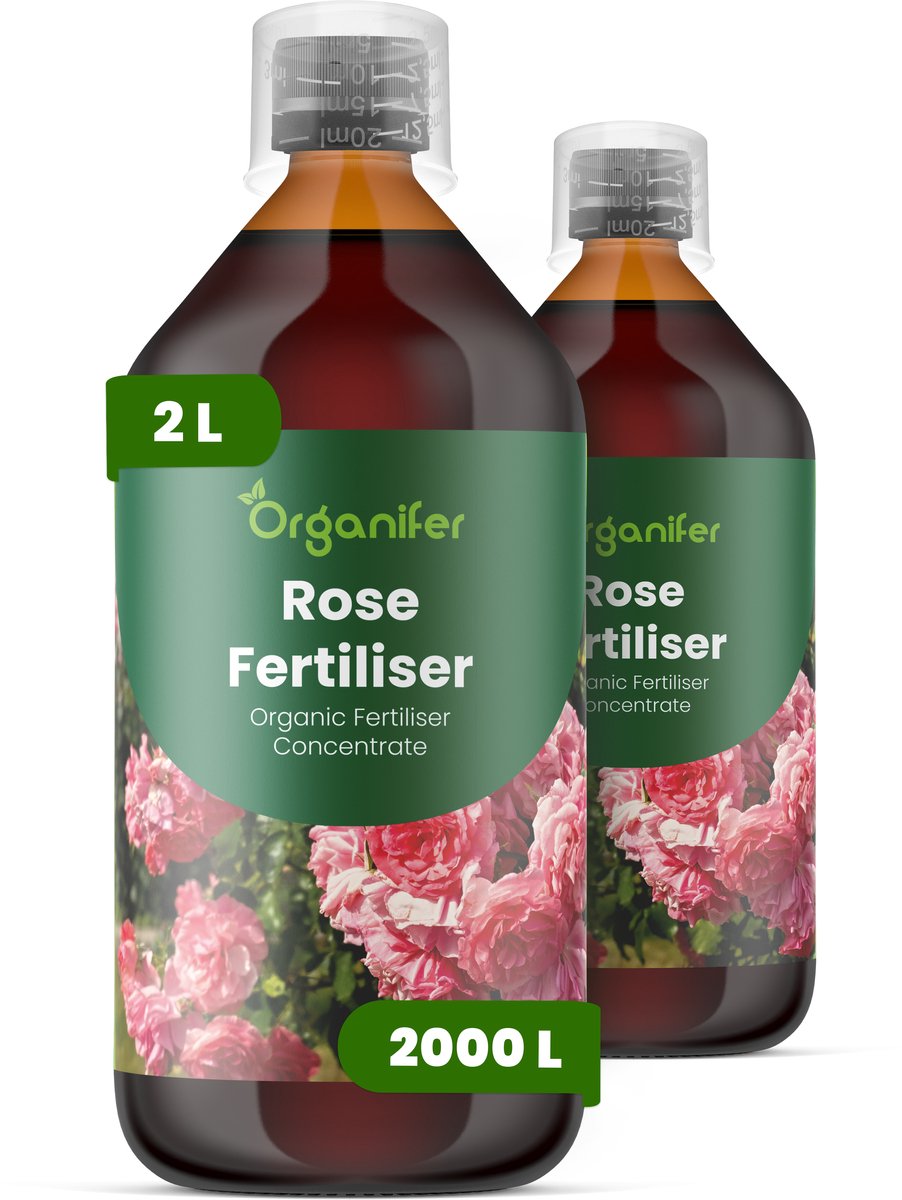 Vloeibare Meststof Voor Rozen 2X1 L Voor 2000 L - Npk 3-4-3 - Ondersteunt Krachtige Groei En Continue Bloei Bij Rozen - Stimuleert Knopvorming En Grotere Bloemen - Verbetert Bloemkleurintensiteit En Verlengt De Bloeiduur - Organifer