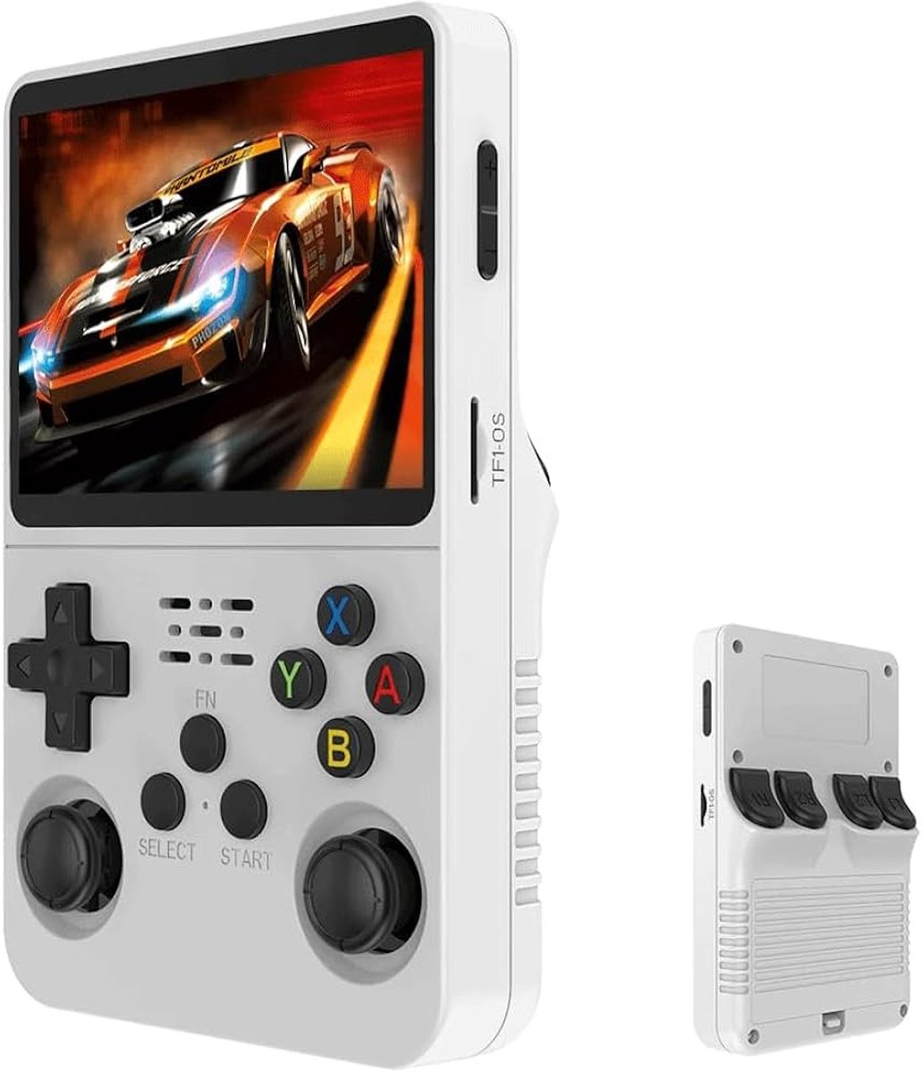 R36S Retro Handheld Videogameconsole 64GB Wit - Dubbele 3D-joystickbesturing - 3,5 inch IPS-scherm · 640×480