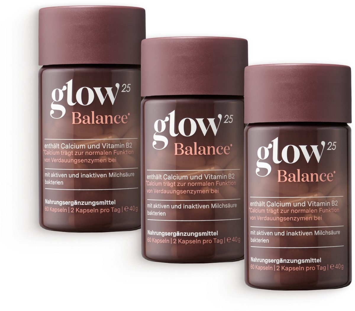 Glow25® Balance (3x 60 capsules) - 3-in-1 Formule - biotisch supplement - voor een rustige buik & energie