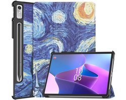 Tablet Hoes Geschikt voor Lenovo Tab P12 | Book Case met Standaard | Kunstlederen Beschermhoes | Tri-fold | Sterren Nacht