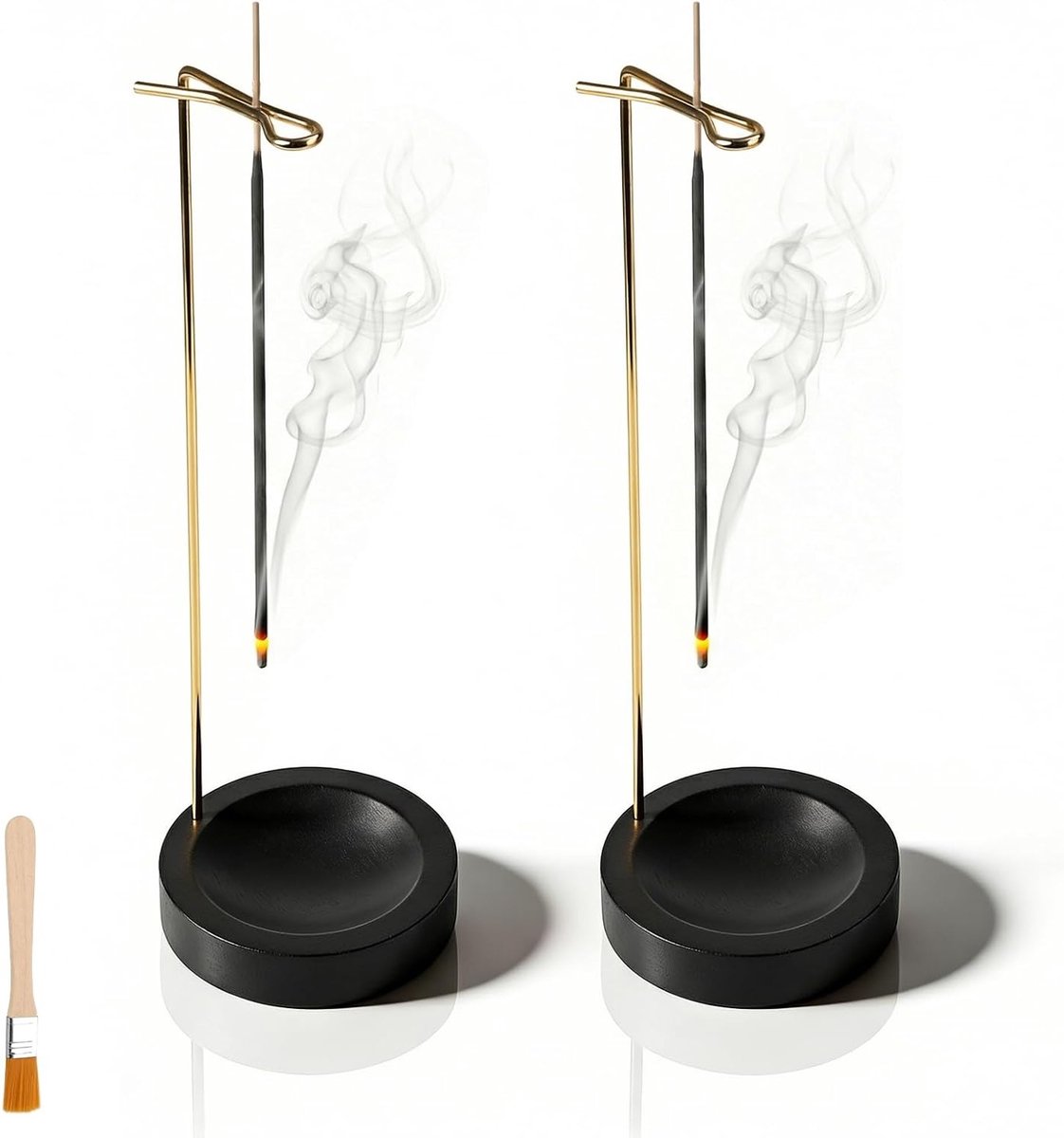 Handgemaakte houten houder voor wierookstokjes met borstel voor yoga, meditatie en aromatherapie decoratie
