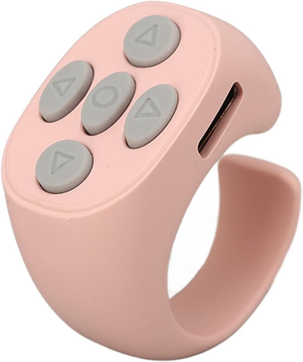 Draadloze Bluetooth 5.3 Smart Ring Controller voor TikTok en E-boek Pagina's, Geschikt voor Android, Handige Afstandsbediening voor Pagina Omhoog en Omlaag, Roze