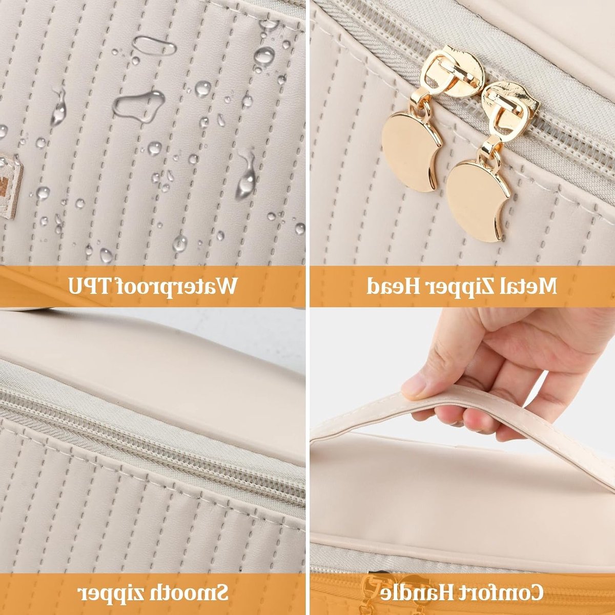 Grote Waterdichte Cosmetica Tas van PU Leer voor Reizen - Ideaal voor Vrouwen en Meisjes, Ruimte voor Make-up en Accessoires