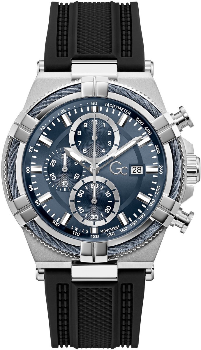 Gc Gc Ironforce Quartz Analoog Horloge Zwart Behuizing: 100% Roestvrij Staal | Armband: Siliconen 44 mm Z76003G7, Z76004G7