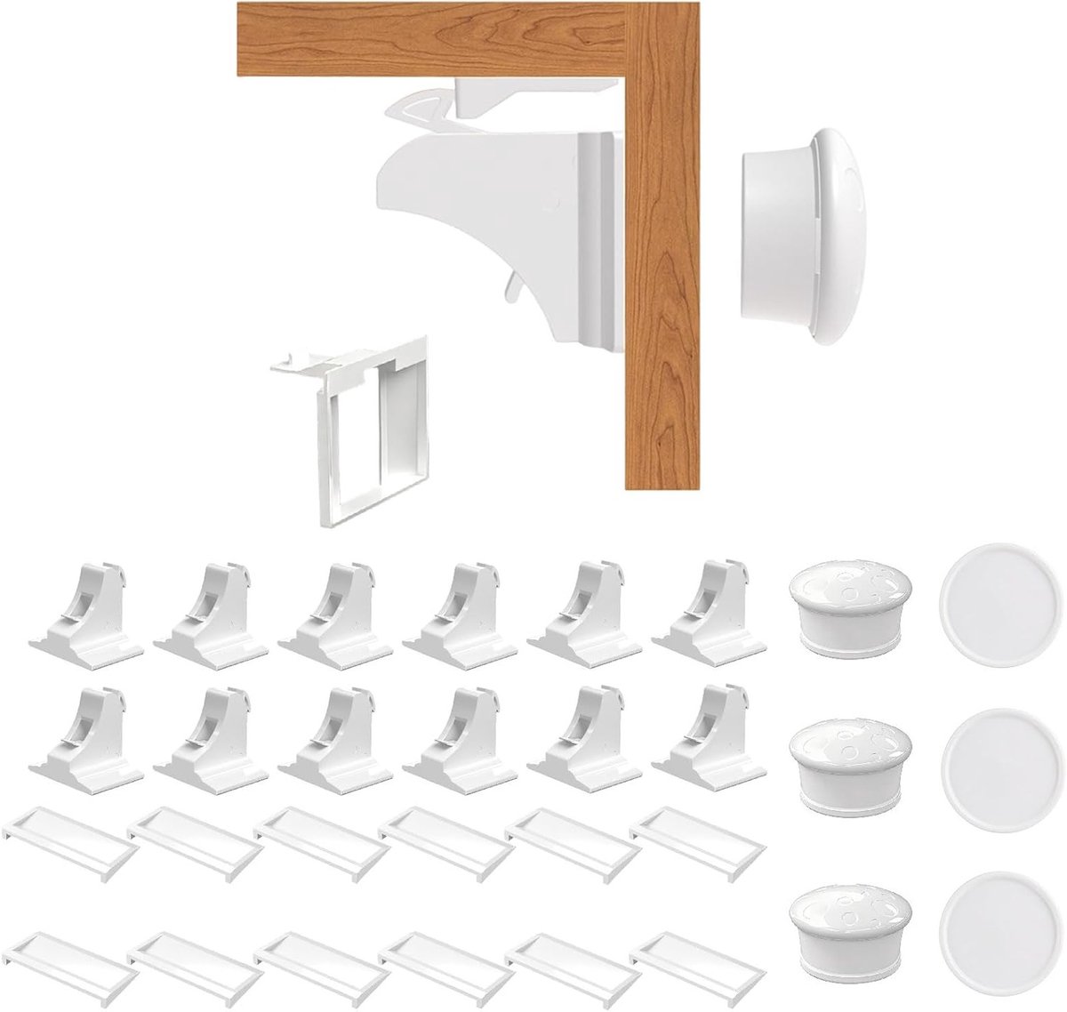 Veiligheidsoplossing voor Kinderen: Magnetische Kastsloten, Onzichtbare Babyproofing, 12 Sloten & 3 Sleutels voor Keuken en Kasten
