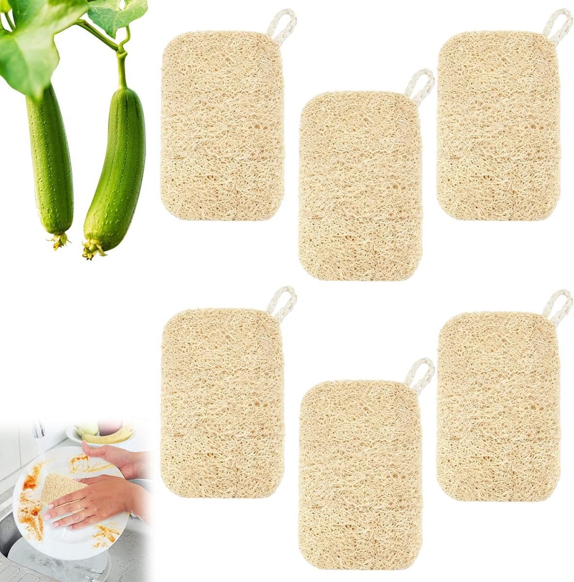 6 stuks luffa-spons voor zeep, vuilwerend en oliebestendig, hoog absorberend, ideaal voor badkamer en keuken, duurzaam en multifunctioneel zeepbakje