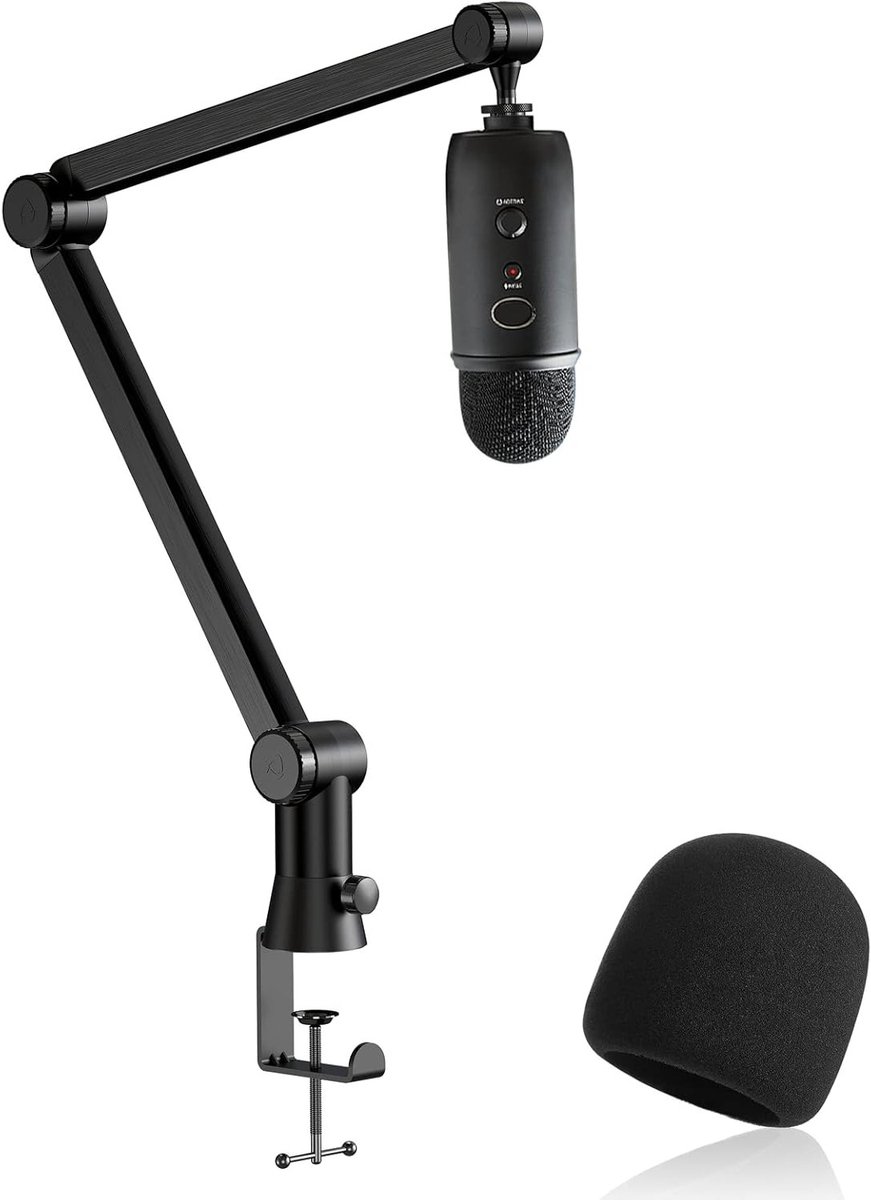 Microfoonstandaard met Popfilter en Kabelbeheer - Ideaal voor Studio, Podcasting en Streaming met Schuimcover