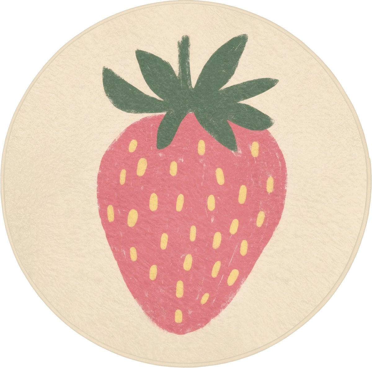 WC mat rond 70x70 cm - Antislip - Aardbei - Minimalistisch - Rood - Fruit - Toiletmat - Vl