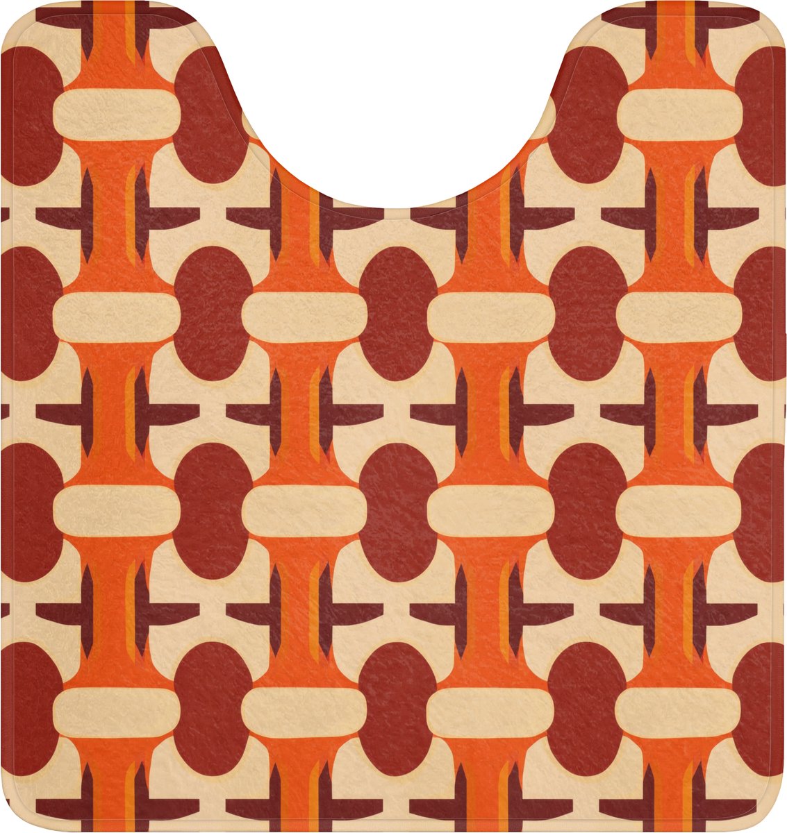 WC mat met uitsparing 55x60 cm - Antislip - Geometrisch - Retro - Oranje - Toiletmat met u