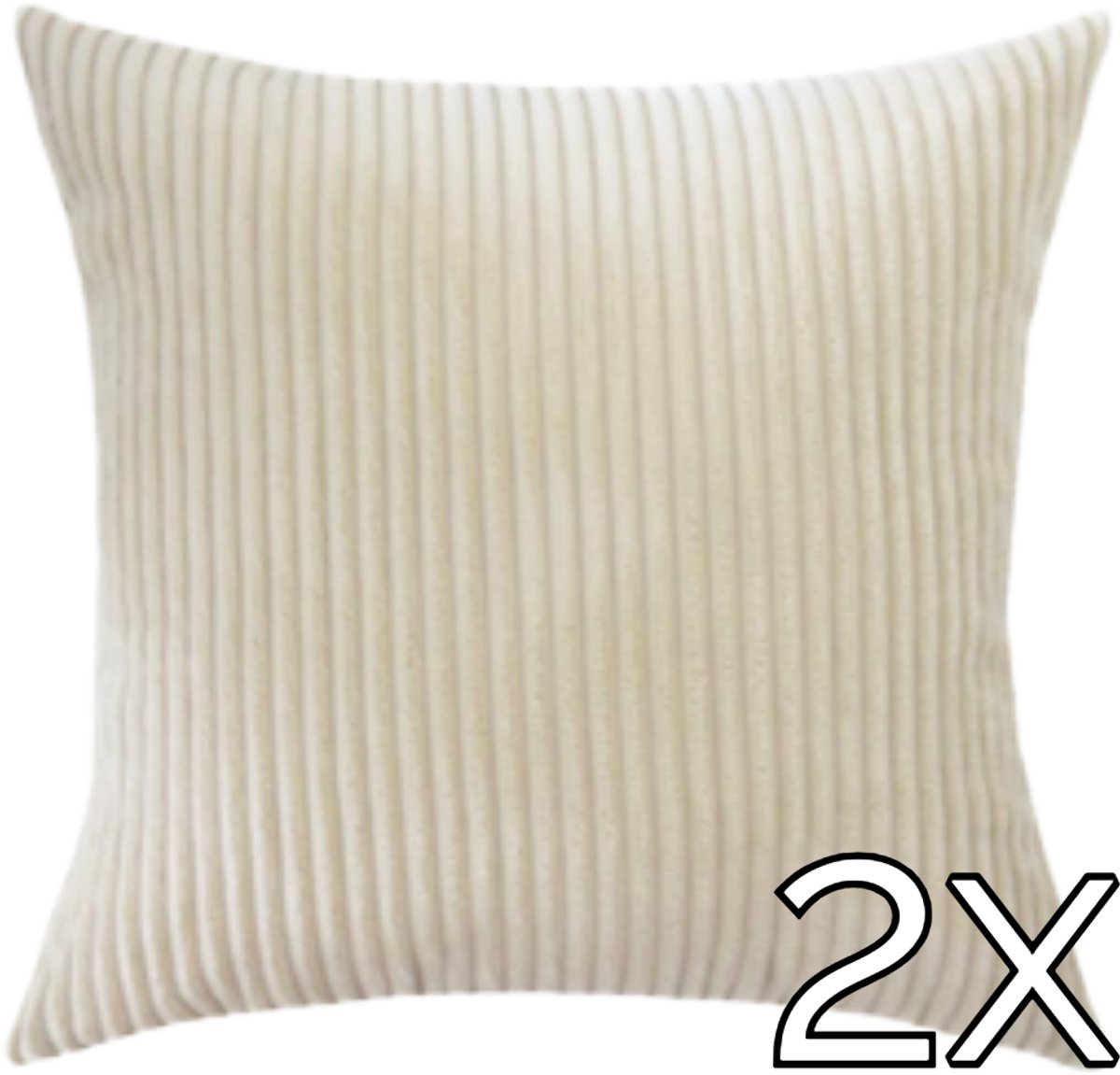 Kussenhoes Zachte Ribstof (2 stuks) - Khaki - 45x45 cm - Gestreept Corduroy Kussenhoes - Ribfluweel Kussen - Sierkussen Zonder Vulling - Bankkussen / Zetelkussen / Decoratiekussen - Vele diverse kleuren