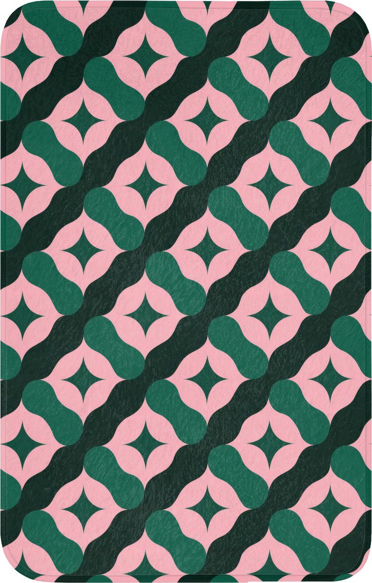 WC mat 50x80 cm - Antislip - Groen - Roze - Retro - Sterren - Toiletmat - Vloermat - Douch