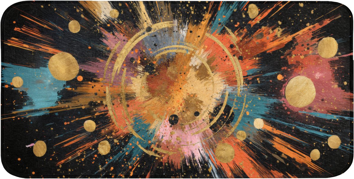 Badmat 120x60 cm - Antislip - Explosie - Verfstructuur - Goud - Abstract - Badmatten voor badkamer - Badkamermat - Douchemat - Badkamer mat