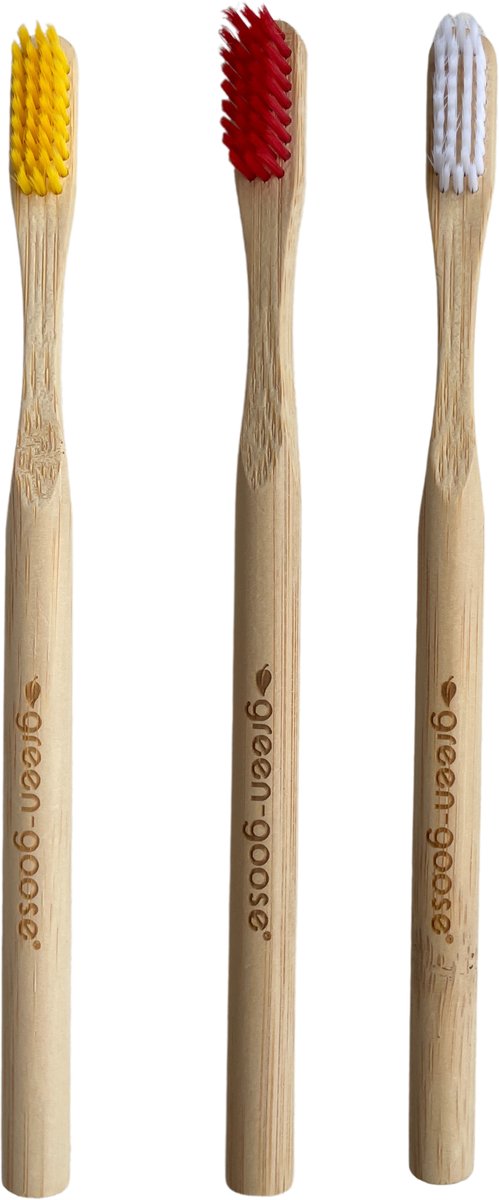 Bamboe Tandenborstels - Wit - Medium hardheid - Milieuvriendelijk - 3 stuks
