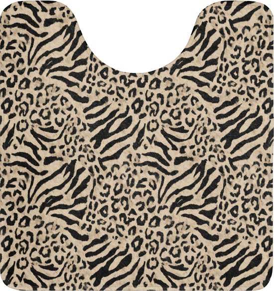 Toiletmat met dierenprint, luipaard en zebra motief in bruin en zwart.