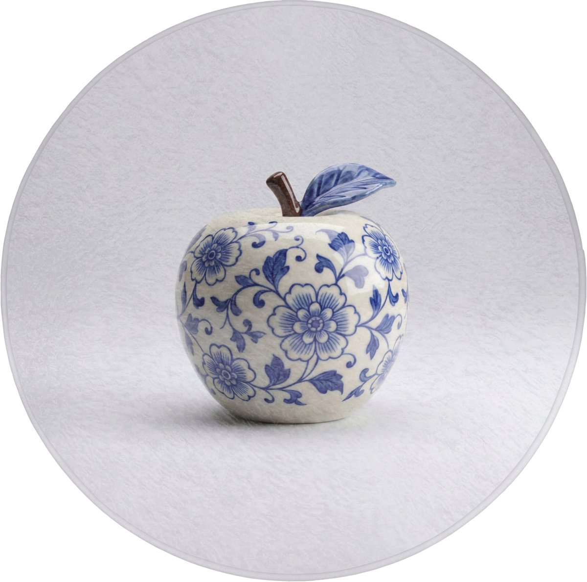 WC mat rond 70x70 cm - Antislip - Appel - Blauw - Klassiek - Toiletmat - Vloermat - Douchemat - Toilet tapijt - Toiletmatten