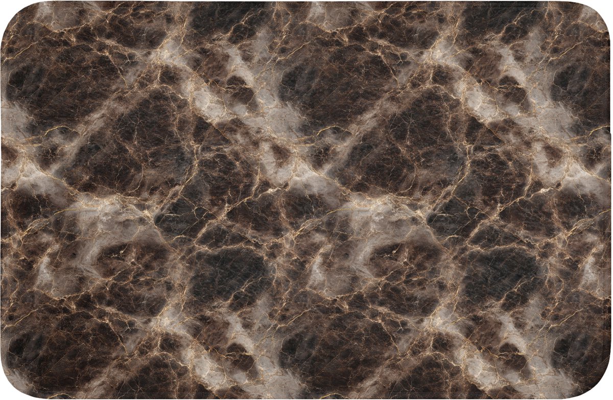 WC mat 60x40 cm - Antislip - Bruin - Goud - Marmer - Toiletmat - Vloermat - Douchemat - To
