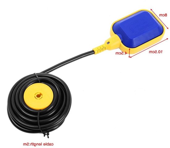 Automatische vlotter schakelaar voor pomp - 5m kabel voor waterniveau controle in tanks, vloeistofniveau regeling en waterpompbeheer van Merkloos — afbeelding 3