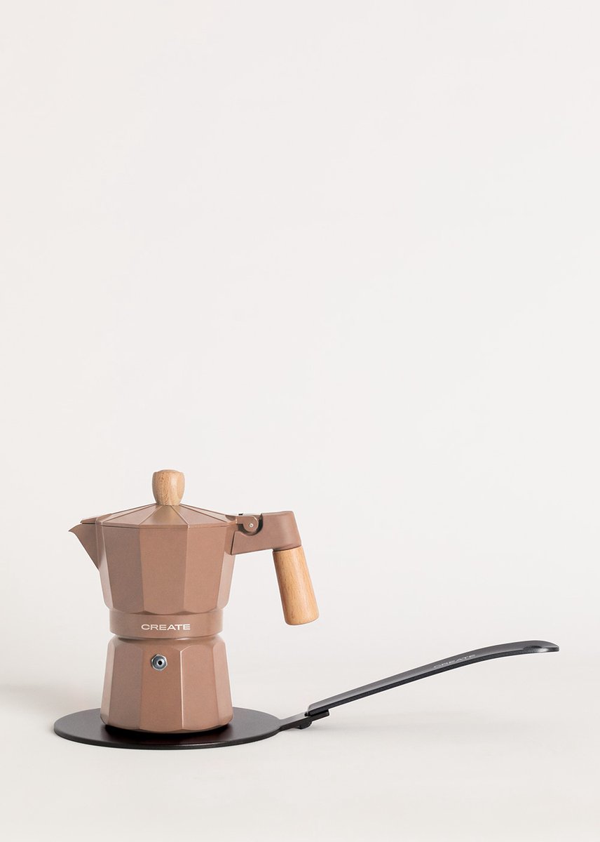 CREATE - Italiaanse koffiezetter - Met inductieadapter - 6 kopjes / 350ml - THERA MOKA RETRO