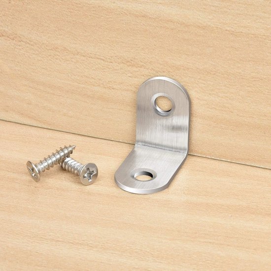 Set van 10 roestvrijstalen hoekbeugels 30 x 30 x 18,5 mm met 20 schroeven voor stevige bevestiging en ondersteuning — afbeelding 3