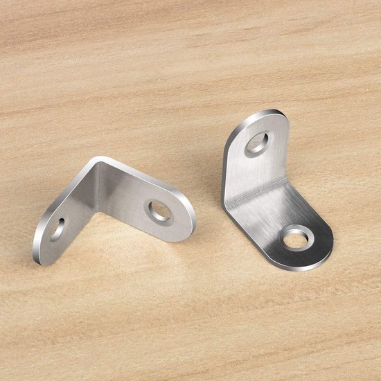 Set van 10 roestvrijstalen hoekbeugels 30 x 30 x 18,5 mm met 20 schroeven voor stevige bevestiging en ondersteuning — afbeelding 2