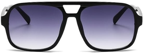 Retro zonnebrillen Geschikt voor dames en heren, klassieke rechthoekige oversized vierkante zonnebrillen uit de jaren 70 (zwart en grijs) — afbeelding 4