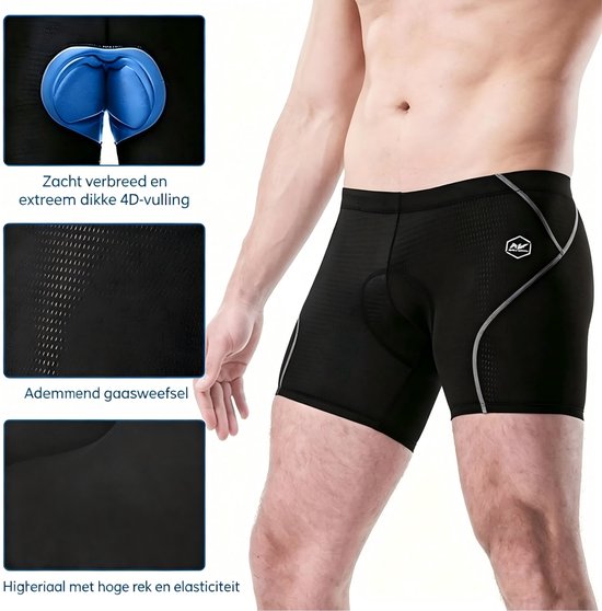 Mountainbike Onderbroek Heren - Fiets Ondergoed met Zeem & 4D Gel Pad - Shockproof MTB Sportbroek - Ademend Mesh - Zwart/Blauw S - 4 Taschen - Schnelltrocknend — afbeelding 4
