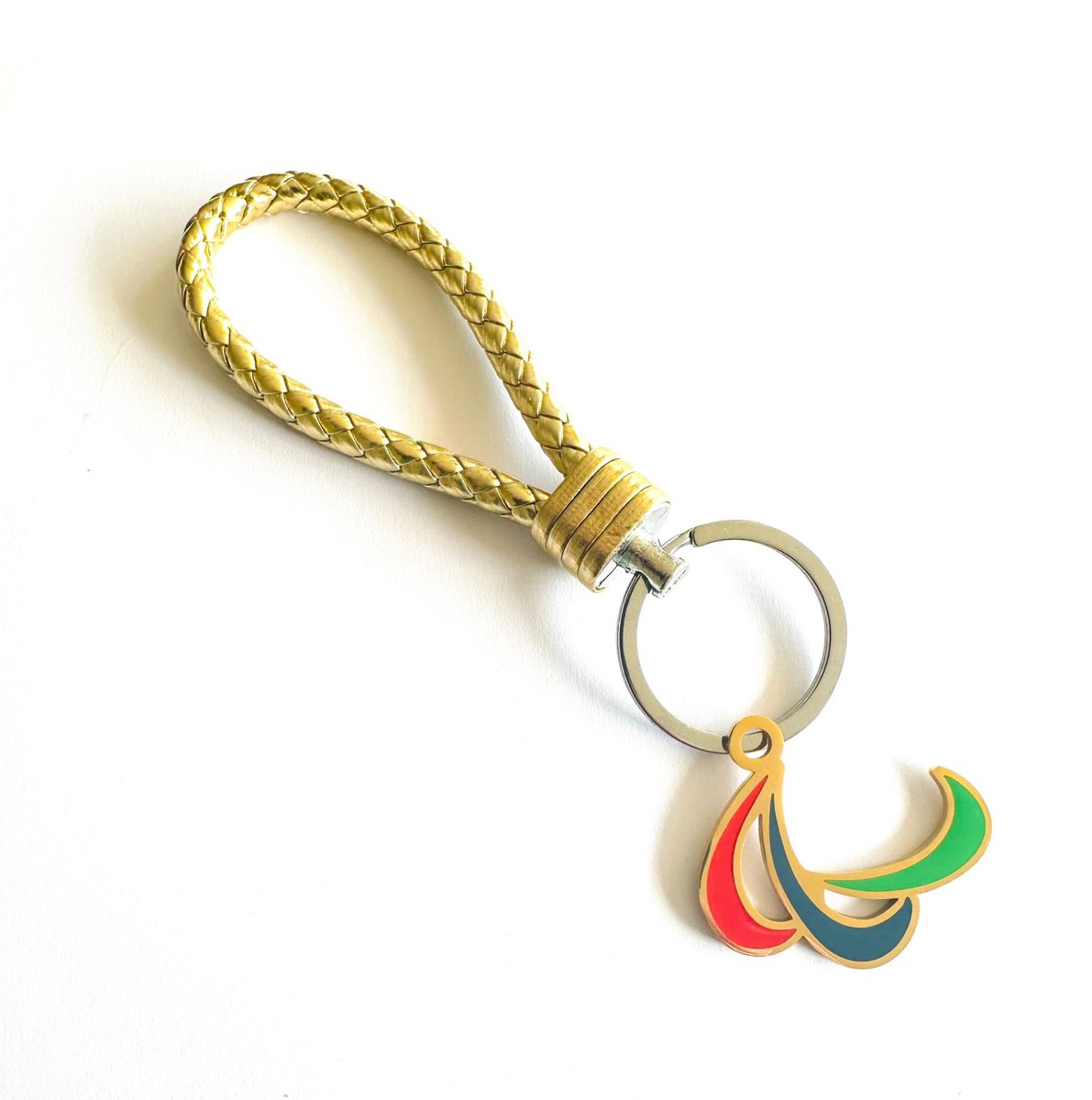 Sleutelhanger - Paralympische Spelen - Agitos - Goud - Kleur - Logo - Rolstoel - Handicap - Parijs - 2024 - LA - Peking - Team - Beijing - Kleur - Sportsieraad - Sieraden - Sportsieraden - Gadget