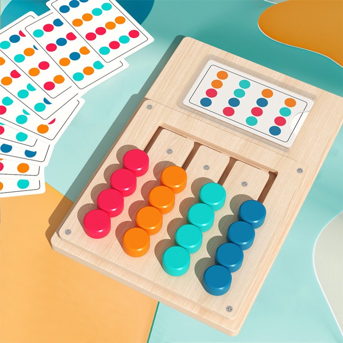 Montessori houten schuifpuzzelbord — Kleuren sorteren & logisch denken — Educatief speelgoed voor kinderen van 3 tot 7 jaar — Ideale reisgenoot